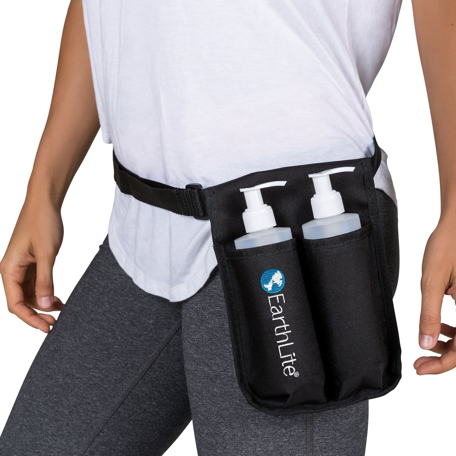 Double Holster for Massage Oil on model